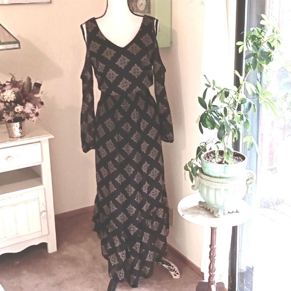 Adam Levine Black Maxi Dress. Whimsigoth,  Romcom, Cottagecore